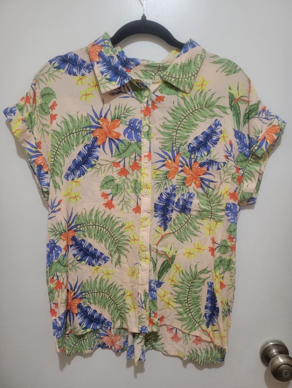 Style & Co. Pink Tropical Floral Button-Front Shirt